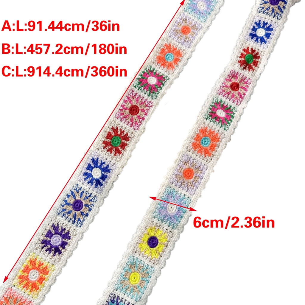 Vintage Ribbon Crochet Edging Ethnic Lace Trim Embroidered Woven Webbing Tape
