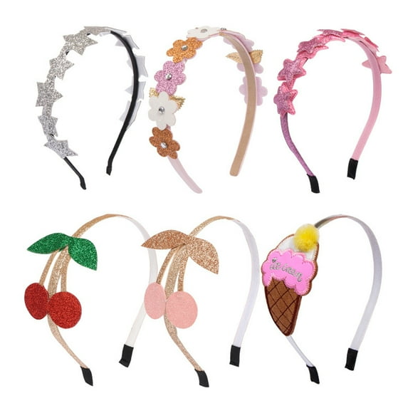 6PCS Girls Glitter Headbands Toddler Sequin Head Bands with Teeth Non-slip Glitter Headband Hairband for Girls and Kids