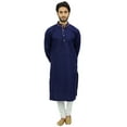 thumbnail image 6 of Atasi Men's Blue Designer Kurta Pyjama Set Long Cotton Shirt Wear-Small, 6 of 7