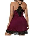 thumbnail image 4 of Plus Size Lingerie for Women L-5XL Lace Satin Nightdress Womens Lingerie V Neck Nightwear Satin Sleepwear Lace Chemise Mini Teddy Satin Nightgown Nightdresses Slip Lingerie, 4 of 5