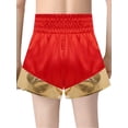 thumbnail image 2 of Hansber Kids Boys Boxing Shorts Muay Thai Fighting Shorts Training Trunks Grappling Martial Arts Red&Gold 16, 2 of 7