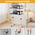 thumbnail image 4 of Adjustable Height Mobile Standing Desk, Portable Laptop Desk with Wheels, Small Rolling Computer Table, Height Range 31''–43'' for Home Office & Classroom, 4 of 6