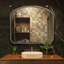 Tyler Dillon Arched Wall Mirror with Industrial Metal Frame 42"W x 36"H