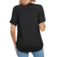 thumbnail image 2 of Joyutrip Women Short Sleeves V Neck Solid Color Side Ruched Tunic Shirt Top, 2 of 6