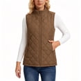 thumbnail image 6 of cocolona Quilted Vest for Women LightWeight Solid Color Basic Sleeveless Jacket Fall Winter Stand Collar Zipper Coat with Pocket, 6 of 6