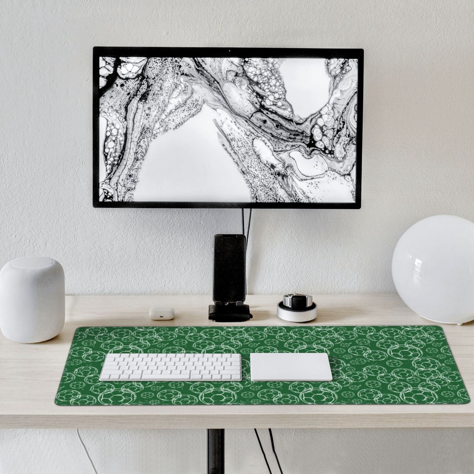 Xecao Soccer Print Large Mouse Pad, 16x35.5in Mousepad, Professional Non-Slip Rubber Base Big Mouse Pad, Mouse Pad for Gaming & Office Full Desk Mouse Pad