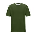 thumbnail image 6 of Man Solid Color Casual Loose Elastic Sports Short Sleeved Round-Neck Blouses,01-Army Green_3XL, 6 of 6