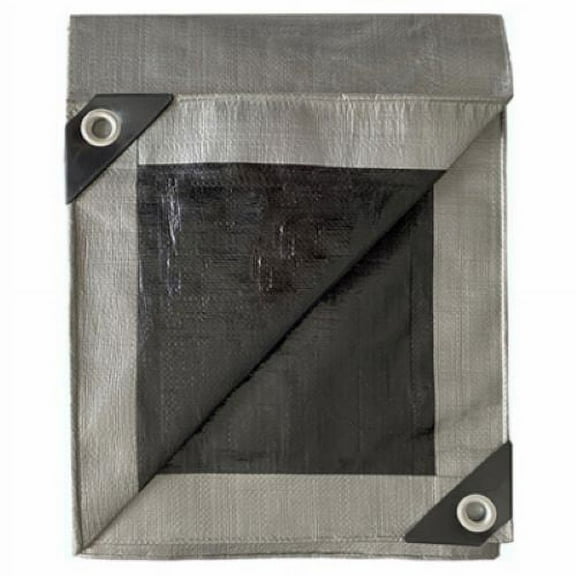 ITM HD-GT-SB-1012 10' x 12' Black & Silver Polyethylene Tarp - Quantity of 1