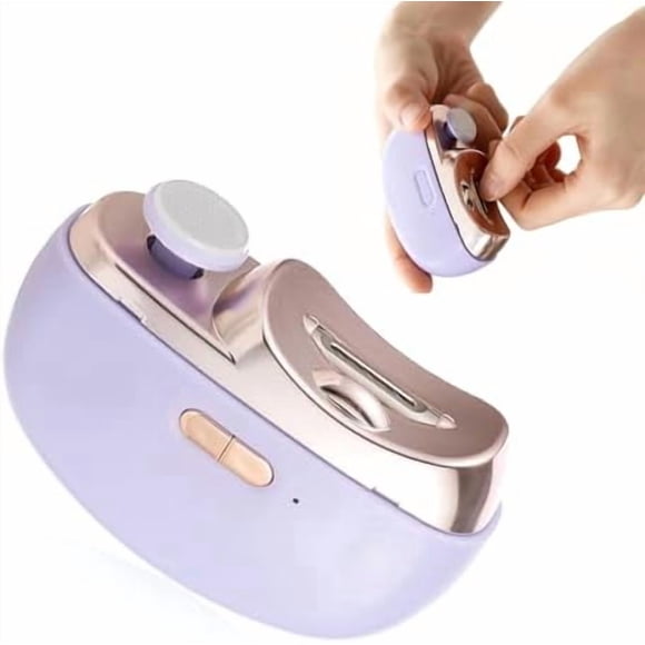 Electric Nail Clipper, 2 in 1 Electric Nail Clippers for Seniors and Adults, Baby Easy Clip Nail Clippers with Polishing, Light & Storage, Smart Nail Clipper 2-Speed for Fingernail & Toenail,Purple