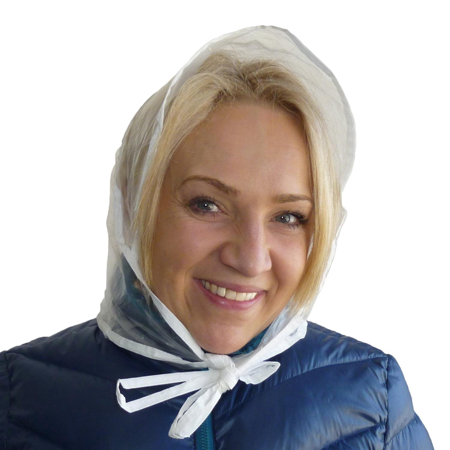 Womens Clear Waterproof Rain Bonnet Hat 