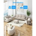 thumbnail image 5 of ADOWORE 3 Pieces Living Room Sofa Sets with Storage Ottoman,Linen Fabric Sectional Sofa and Couch Set for Living Room,Apartment,Beige, 5 of 7