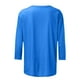 thumbnail image 4 of Blusas Umfun para mujer, cuello redondo liso, manga 3/4, blusa informal versátil, azul, talla M, 4 of 5