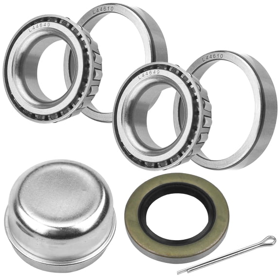 MotorbyMotor Axles Trailer Wheel Hub Bearings Kit, L44649/L44610 Bearing Kits Including 12192TB Grease Seals, 1.98" Dust Cover and Cotter Pin for 1-1/16 Inch Axles Trailer Wheel Hub Set of 2