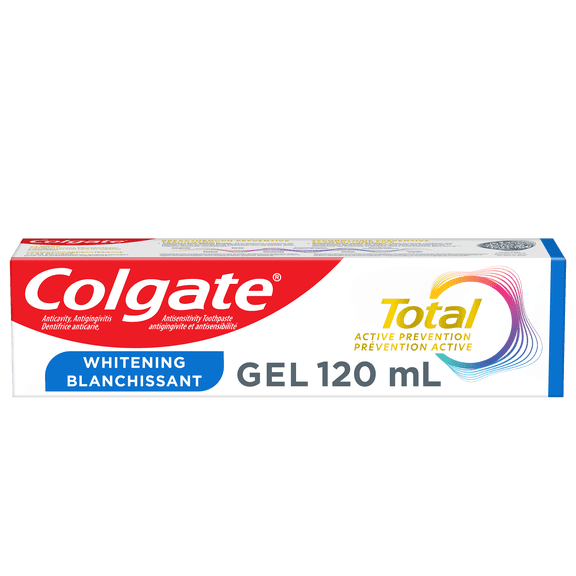 Colgate Total Active Prevention Whitening Toothpaste Gel, Mint, 120 ml