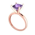 thumbnail image 2 of 2 ctw Solitaire Anniversary Ring for Women | Princess Cut Simulated Alexandrite | Hyperallergenic Solid 14K Rose Gold, 2 of 5