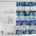 thumbnail image 3 of Navy Blue Coastal Beach Shower Curtain, Waterproof Shower Curtains for Bathroom, Nautical Starfish Coral Vintage Wooden Washable Fabric Bathtub Curtain Set Bath Decor with 12 Hooks Extra Long 72"x96", 3 of 8