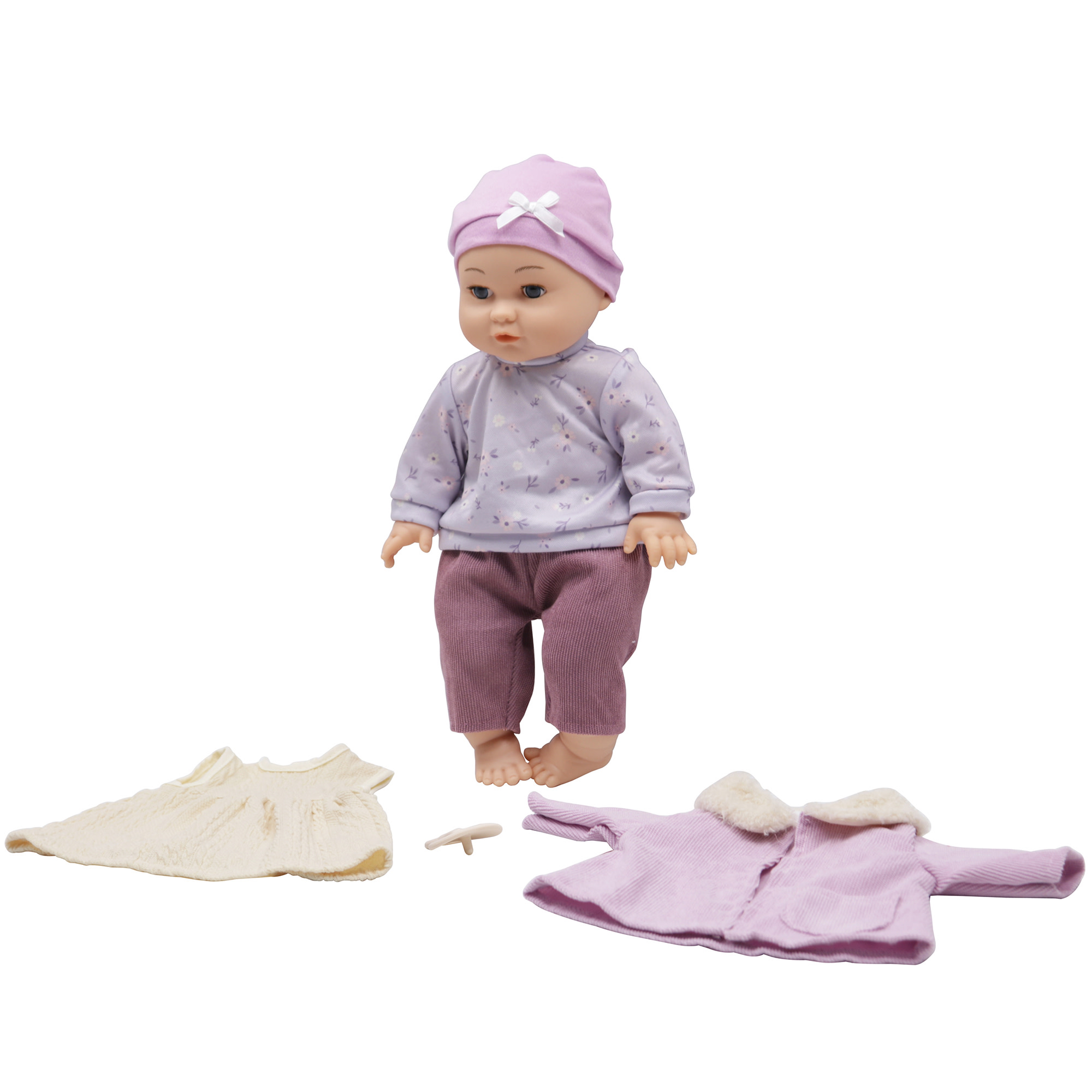 My Dream Baby: 14" Baby Doll Changing Fun Set - Purple Floral Outfit, Hat, Jacket & Cream Dress, Mix & Match Clothes, Fashion Toy, Kids-Toddlers 2+