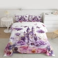 thumbnail image 3 of Homewish Dreamy Princess Castle Queen Comforter Set,Purple Flower Bedding Sets,Fairy Tale Theme Bedding Comforter Set For Girls Kids,Breathable Home Decor Reversible,3-Piece, 3 of 9