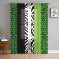 thumbnail image 2 of Stripes Green Black Leopard Zebra Print Sheer Curtains for Living Room Kitchen Tulle for Windows Voile Yarn Curtains for Bedroom, 2 of 7