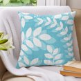 thumbnail image 3 of Pillow Covers 16x16 Set of 2, Light Blue Leaves Throw Pillow Covers Decorative Couch Cushion Cover, Farmhouse Botanical Branch Vintage Boho Leaf Microfiber Soft Pillowcases for Bedroom Living Room, 3 of 9