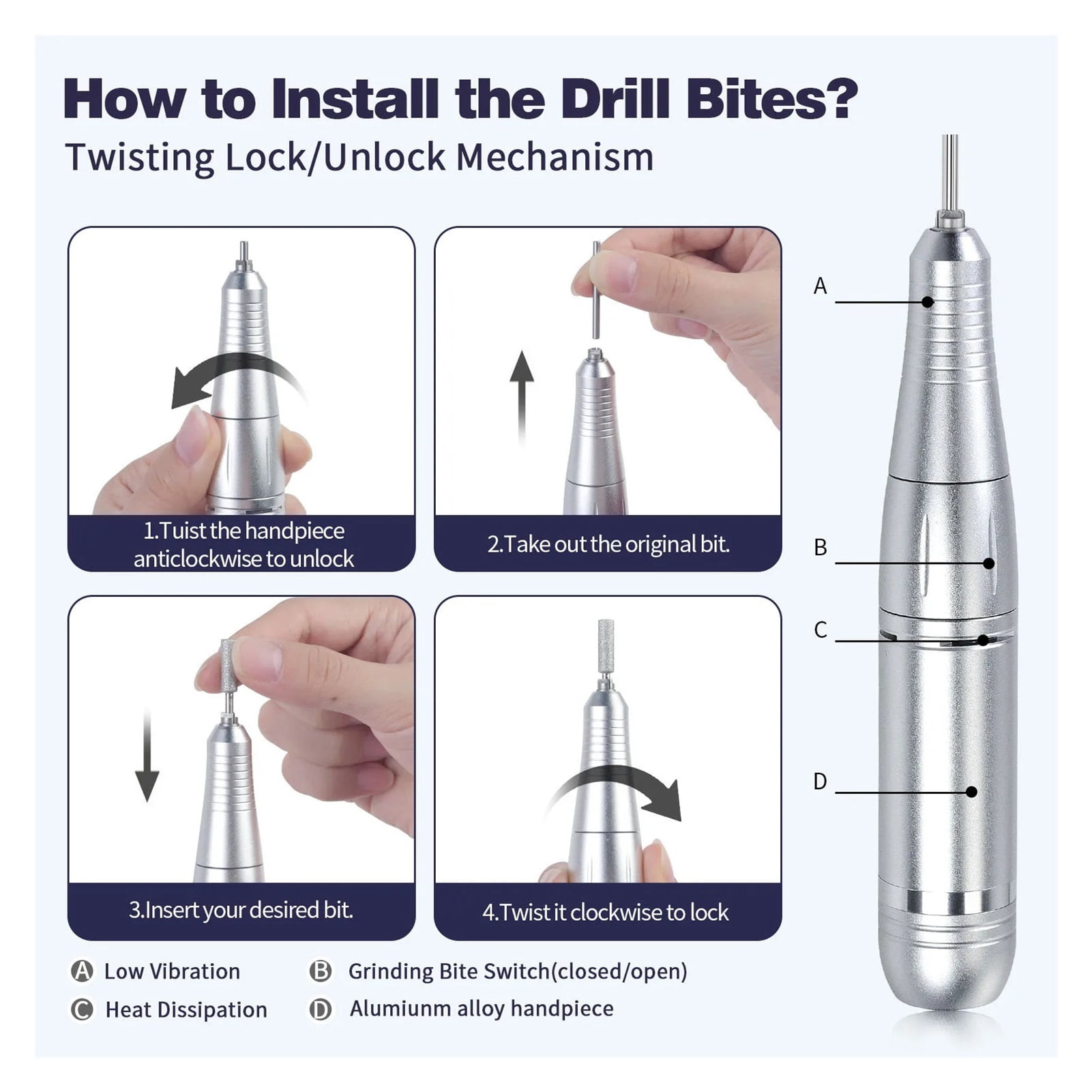 Electric Nail Drill Machine Professional Fast Removal 45000rpm Portable Nails Polisher Grinder