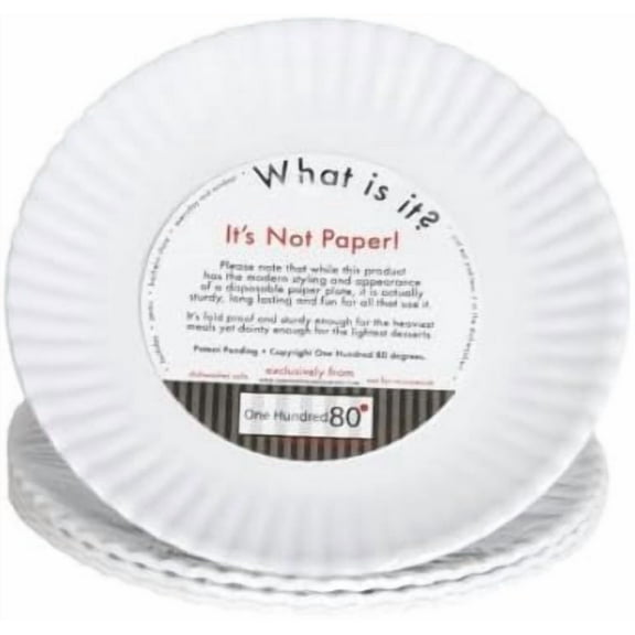 "What Is It?" LARGER SIZE 11-inch Reusable White Dinner Plate, Melamine, Set of 4