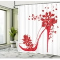 thumbnail image 4 of Ambesonne High Heels Shower Curtain, Shoe Butterflies Flowers, 69"Wx70"L, Dark Coral Scarlet White, 4 of 4