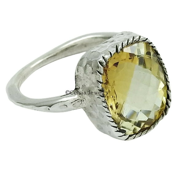 Citrine Yellow Gemstone Womens Ring, 925 Sterling Silver, Statement Ring, Promise Ring, Wedding Ring, Engagement Ring, Girlfriend Gifts, Mothers Day Gifts, November Birthstone (citrine, 7)