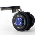 thumbnail image 1 of Bgsha Blue LED ATV Motorcycle USB Fast Socket Amp Volt Meter Voltage Waterproof 12/24, 1 of 10