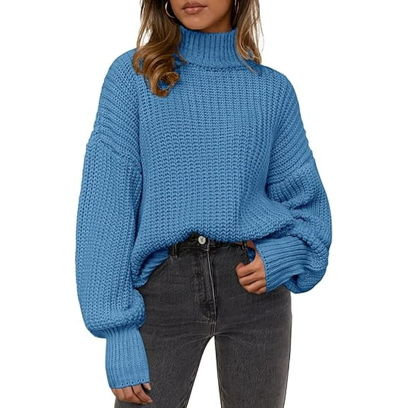 PRETTYGARDEN Fall Oversized Sweaters for Women Chunky Knit Long Sleeve Turtle Neck Pullover Tops Cozy Winter Clothing