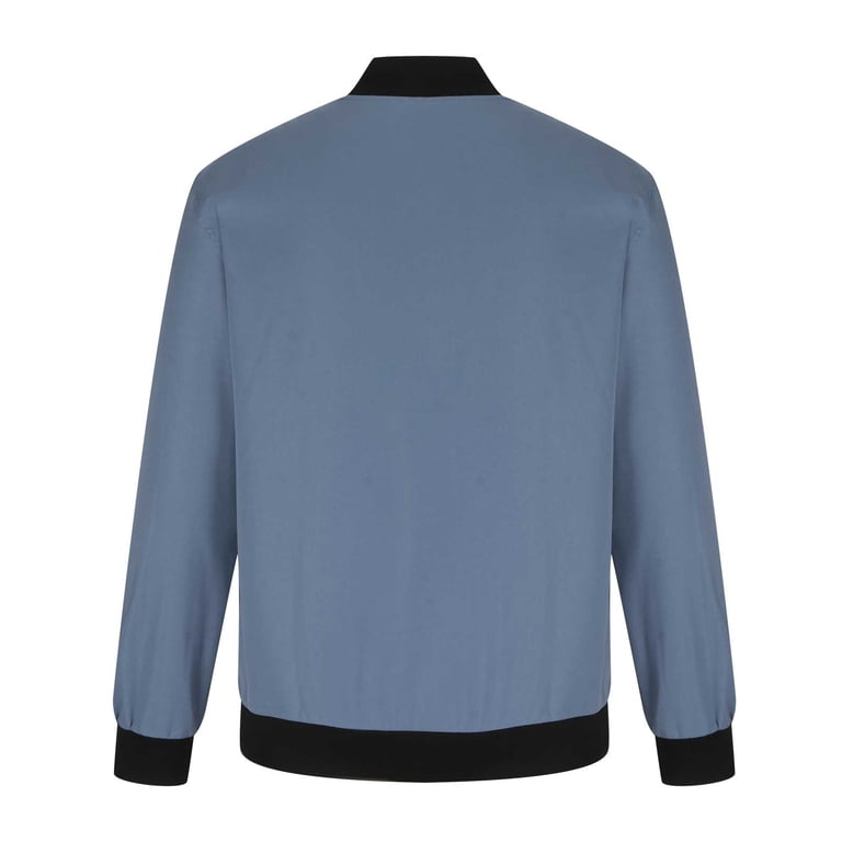 Olyvenn Mens Zip Up Casual Solid Stand Collar With Long Sleeved