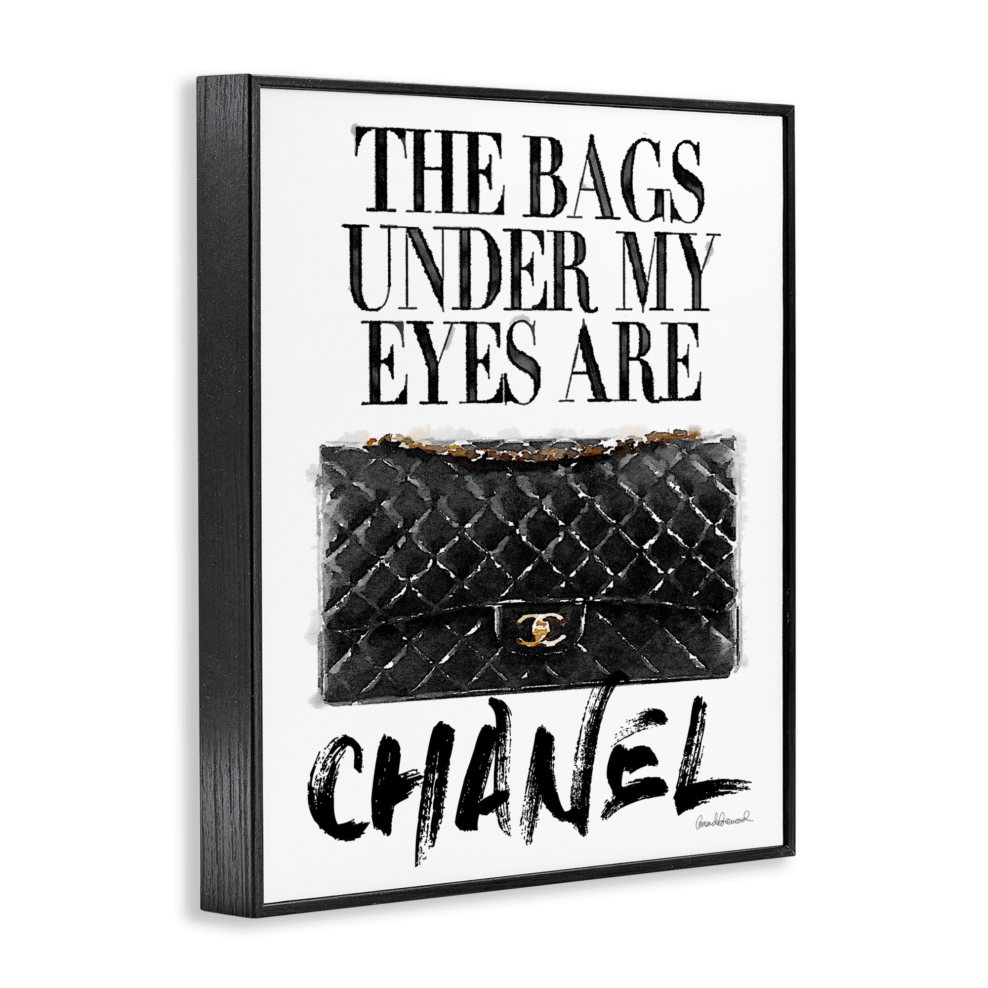 The Stupell Home Decor Collection Glam Bags Under My Eyes Black Bag Framed Giclee Texturized Art