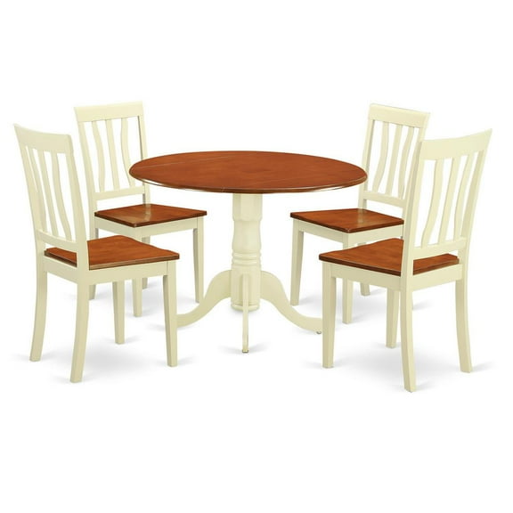 East West Furniture Dining  set  -  5  Pcs  with  4  Wood  Chairs  in  Buttermilk