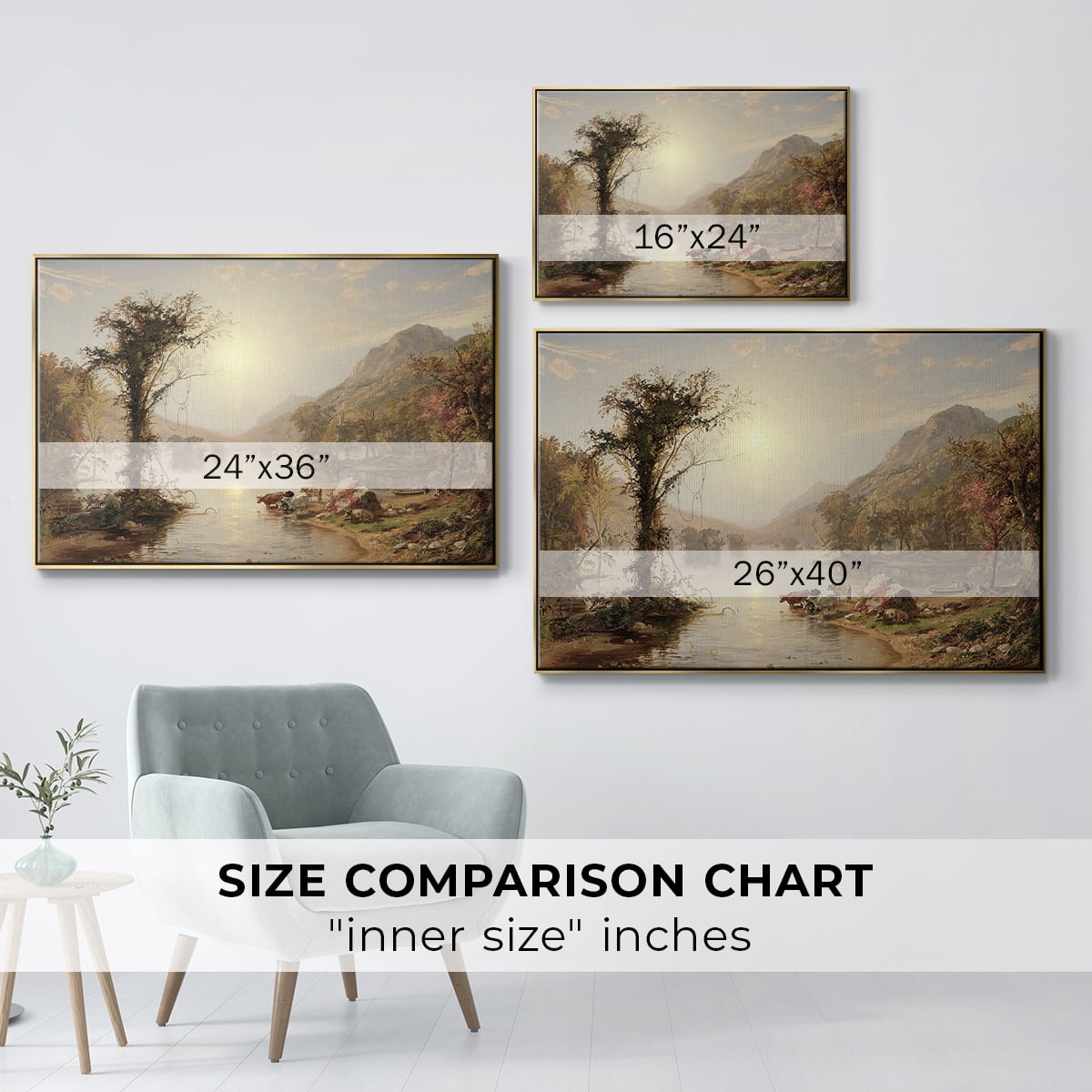Vintage Landscape-XXII By Wexford Home Framed in Gold Wood Gallery Wrapped Canvas 25 in. x 37 in.