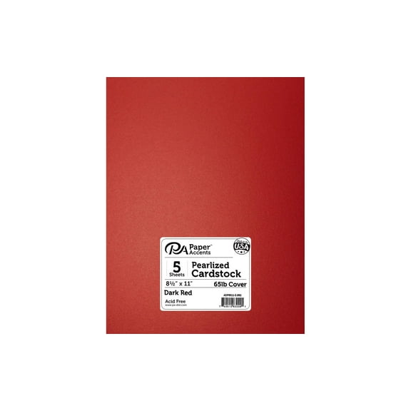 Paper Accents 8.5" x 11" Dark Red Card Stock 5 piece pack