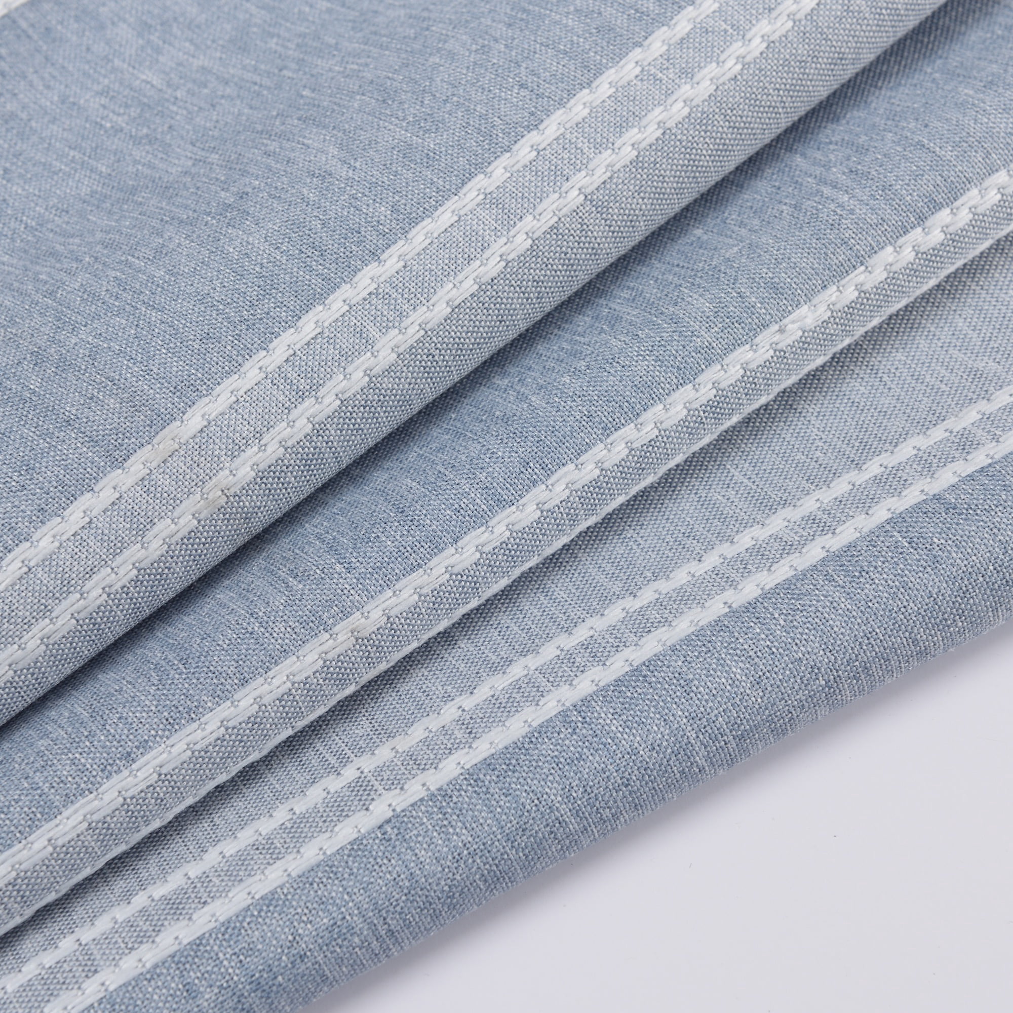 Dainty Home Madison Striped Textured Embossed Weaved Striped Cotton Feel Designed Fabric Shower Curtain 70"W x 72"L in Blue