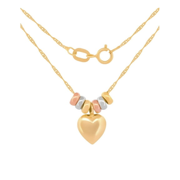 Cadena Gargantilla Casa del Anillo Corazón 3 Oros 14K Solido Amarillo