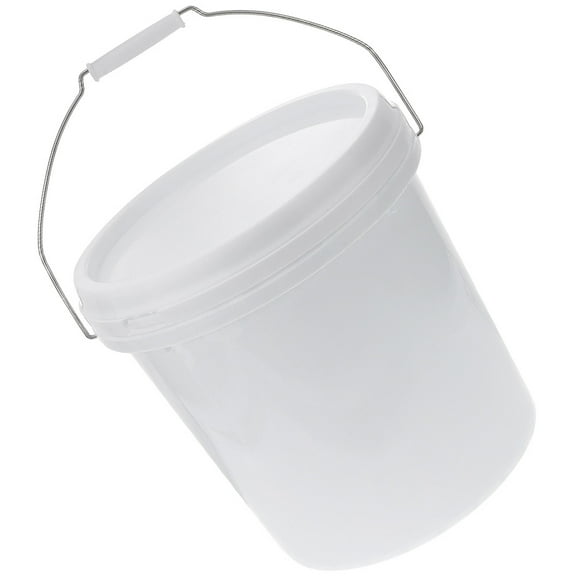 QIFULL White Plastic Bucket with Handle and Lid for Food Grade and Utility Storage