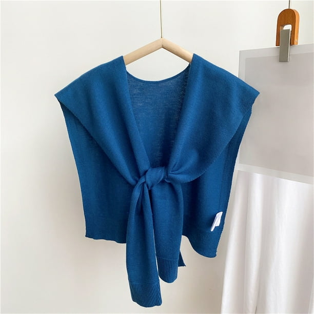 Chal pequeño de punto de color liso para mujer, abrigo para primavera y otoño, chal camisero para mujer