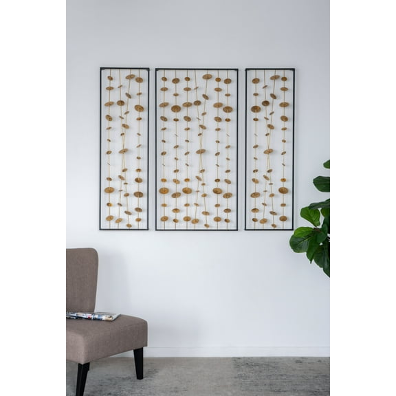 Wall Art Set of 3 Metal Decorative Wall Art with Black Frame, Wall Decor for Living Room Bedrrom Entryway Office,Wall Decals
