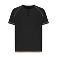 thumbnail image 3 of Aofany Mens T Shirts Casual Henley Shirt Patchwork Color Short Sleeve Button Summer Loose T-Shirts Top, 3 of 5