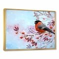 thumbnail image 3 of A Bright Bullfinch Bird Sitting On A Branch 32 in x 24 in Framed Painting Canvas Art Print, by Designart, 3 of 5