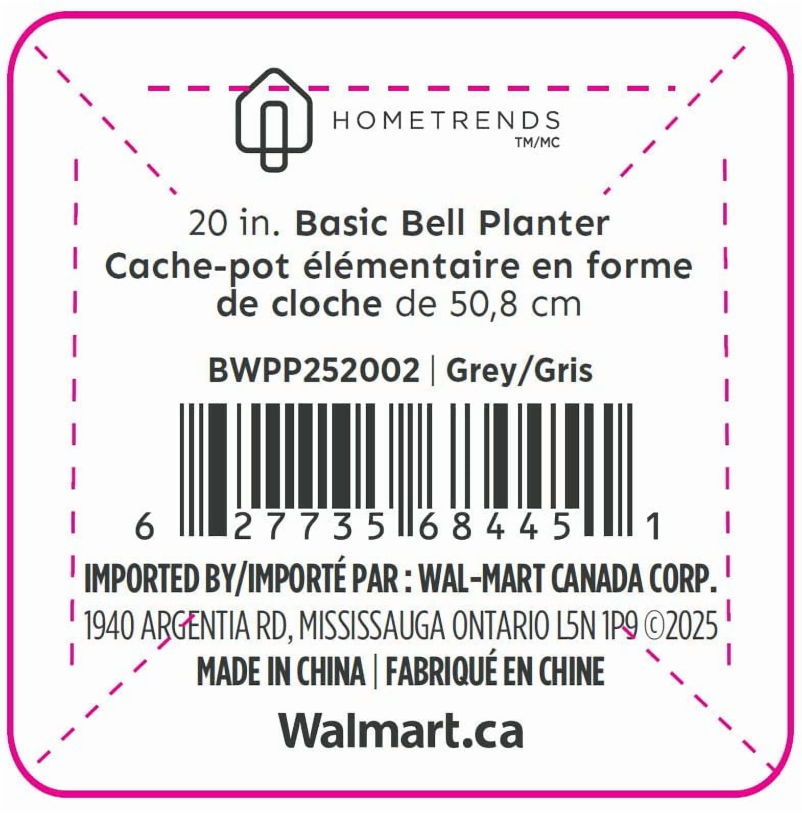 Hometrends Indoor Basic Bell Black, White and Grey Planter, Black Planter