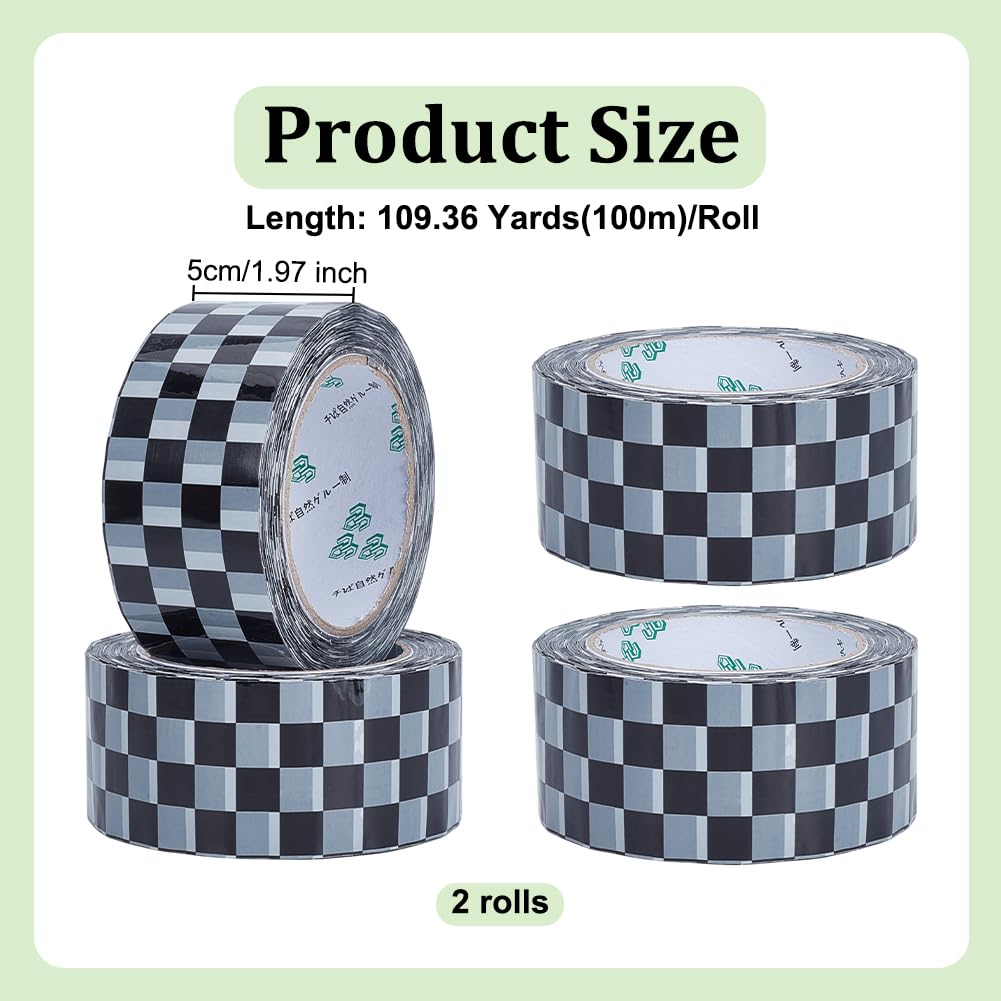 2 Roll 218.7 Yards Black Tartan Packing Tape 1.9 Inch Wide Shipping Tape Designer Printing Packing Decorative Tape for Scrapbooking Craft Present Packing Box Supplies Black DIY