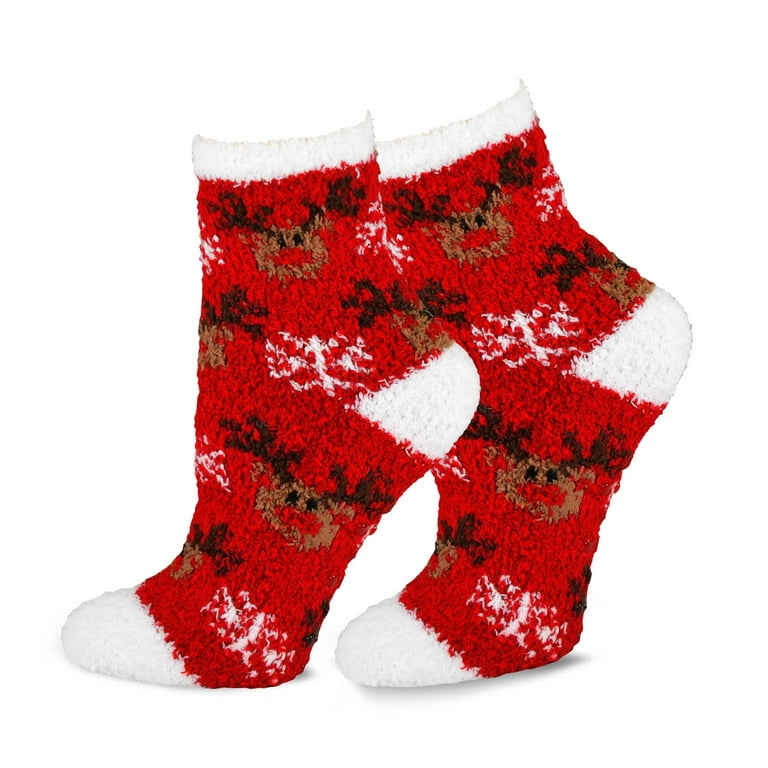 TeeHee Christmas Holiday Cozy Fuzzy Crew Socks 3 Pack for Kids 3
