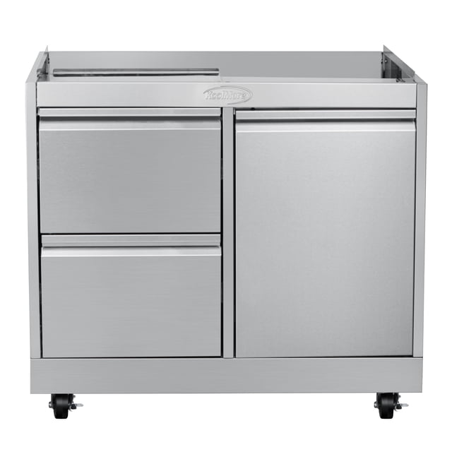 Pemberly Row Armoire Extérieure en Acier de 32 Pouces pour Gril BBQ Intégré avec 2 Tiroirs