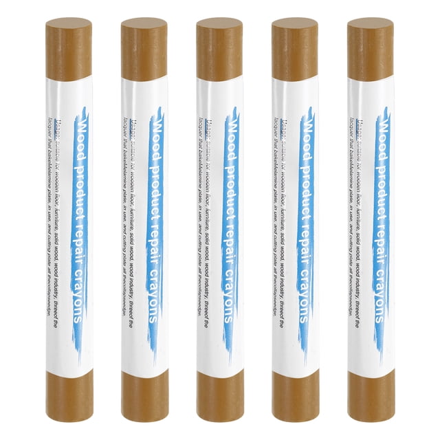 Uxcell 5pcs Wood Filler Sticks Wooden Wax Touch Up Furniture Repair Crayons for Scratch Cracks Hole Table Wood Floor, Birch