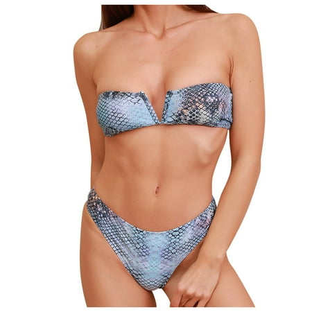 

fvwitlyh Bikini Sets for Women Bathing Suit Skirt Bottoms for Women Floral Open Women s Split Beachwear Fashion Back Swim Sports Bra for Swimming Bikinis