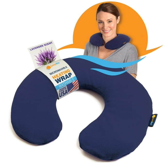 SunnyBay Microwave Heating Pad, Microwavable Heated Neck Pillow for Moist Hot Therapy, Aromatherapy Heated Neck and Shoulder Wrap with Flaxseed and Lavender Filling, 2.5 lbs, Navy Blue