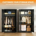 thumbnail image 5 of STANI Metal Armoire Closet with Lock, 72" Tall Wardrobe Cabinet with Hanging Rod,Black Steel Clothing Locker Storage for Home,Bedroom,Office,Employee, 5 of 8